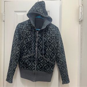 adidas x Stella McCartney Fleece Jacket Full Zip Hoodie Reversible XS Black Gray